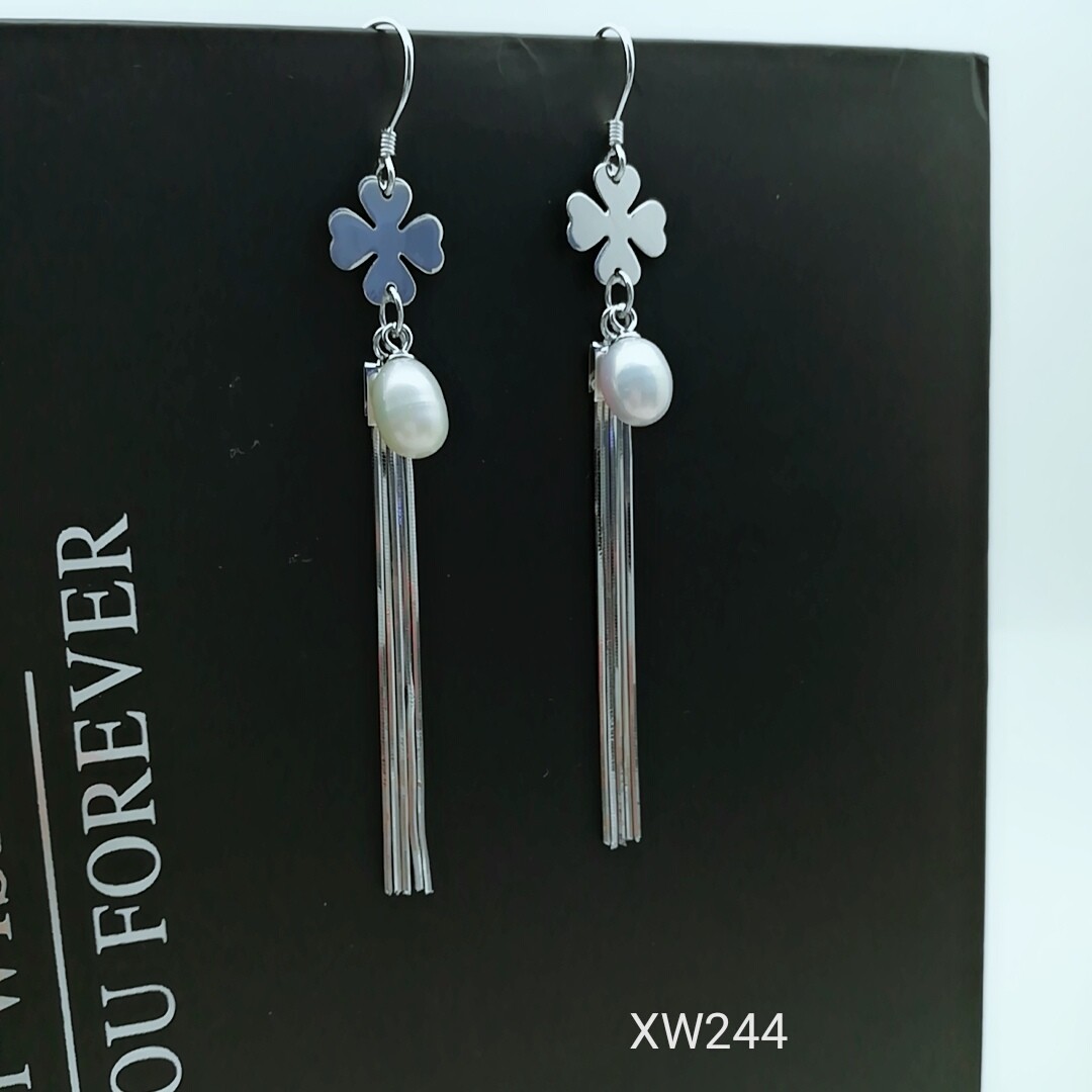 2018 New latest design of pearl earrings fashion pearl earrings silver tassel earrings WD119