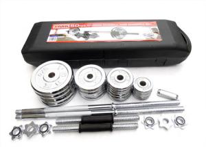 Quality fitness chrome adjustable dumbbell barbell 50kg sets with boxes wholesale