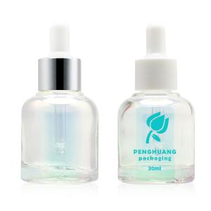Quality unique design 30ml serum bottle with silver dropper wholesale