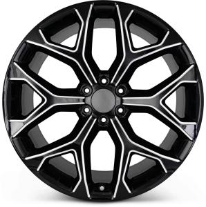 Quality 22 GMC Replica Snowflake Wheels Black Milled Rims Yukon Sierra Tahoe Silverado wholesale