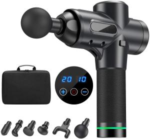 Quality ROHS Brushless Motor Handheld Massager Gun Cordless 30 Speeds LCD Touch Screen wholesale