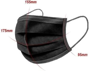 Quality 175x95mm Disposable Medical Face Mask , Disposable Black Surgical Mask wholesale