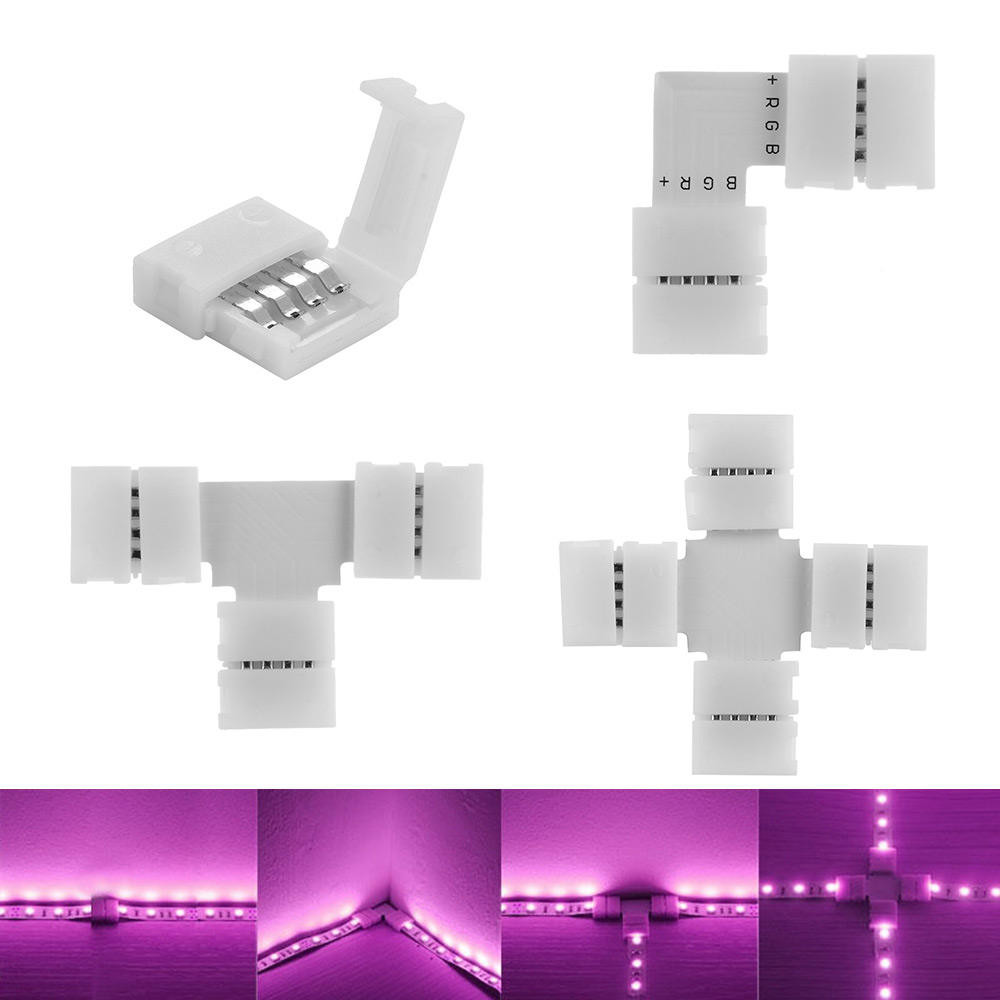 10mm 4 Pin Led Rgb Connector 10mm 4 Pin LED Accessory L T X Shape Unwired Gapless Solderless