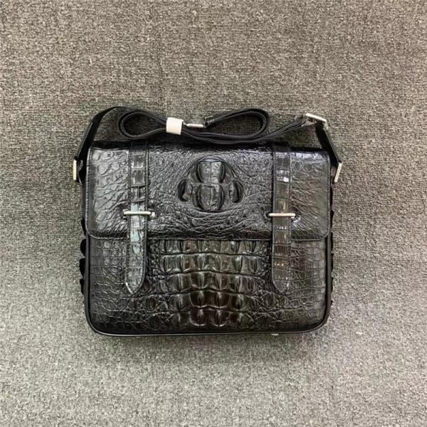 Authentic Crocodile Skin Men Satchels Purse Flap Bag Single Shoulder Bag Genuine