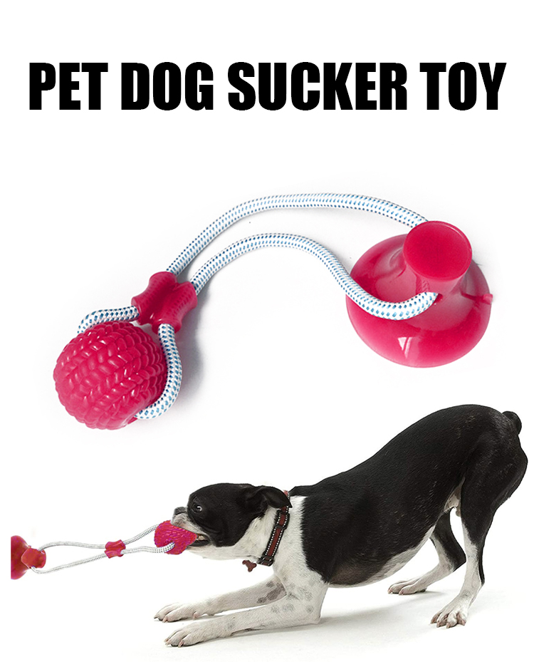 Pet Dog Self Play Tug Pull Force Vent Durable Strong Teeth Cleaning Suction Cup TPR