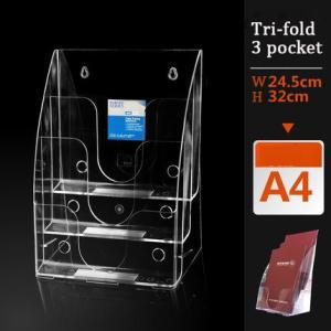 Quality A4 3 pocket acrylic brochure holder,LEAFLET STANDS PLASTIC HOLDER ACRYLIC FLYER wholesale