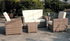 Quality 4pcs rattan furniture with high back cushion wholesale