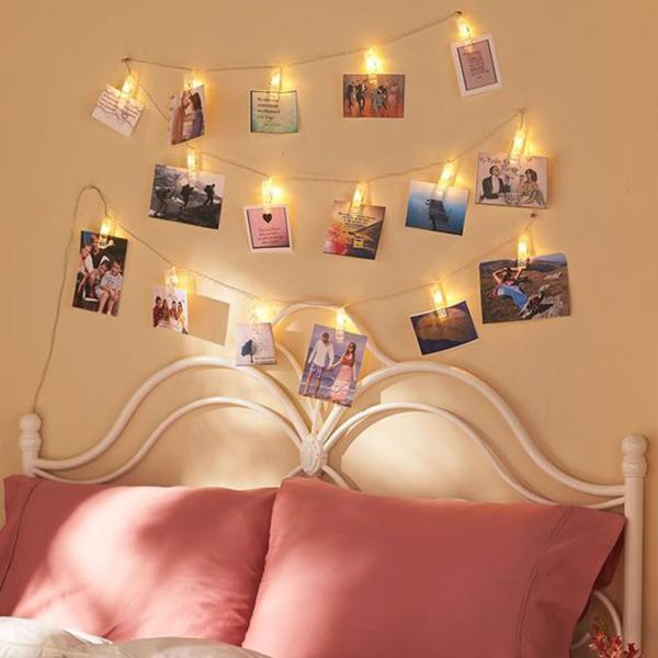 Photo Clip String Lights LED Battery Pictures Bedroom Wall Patio Halloween