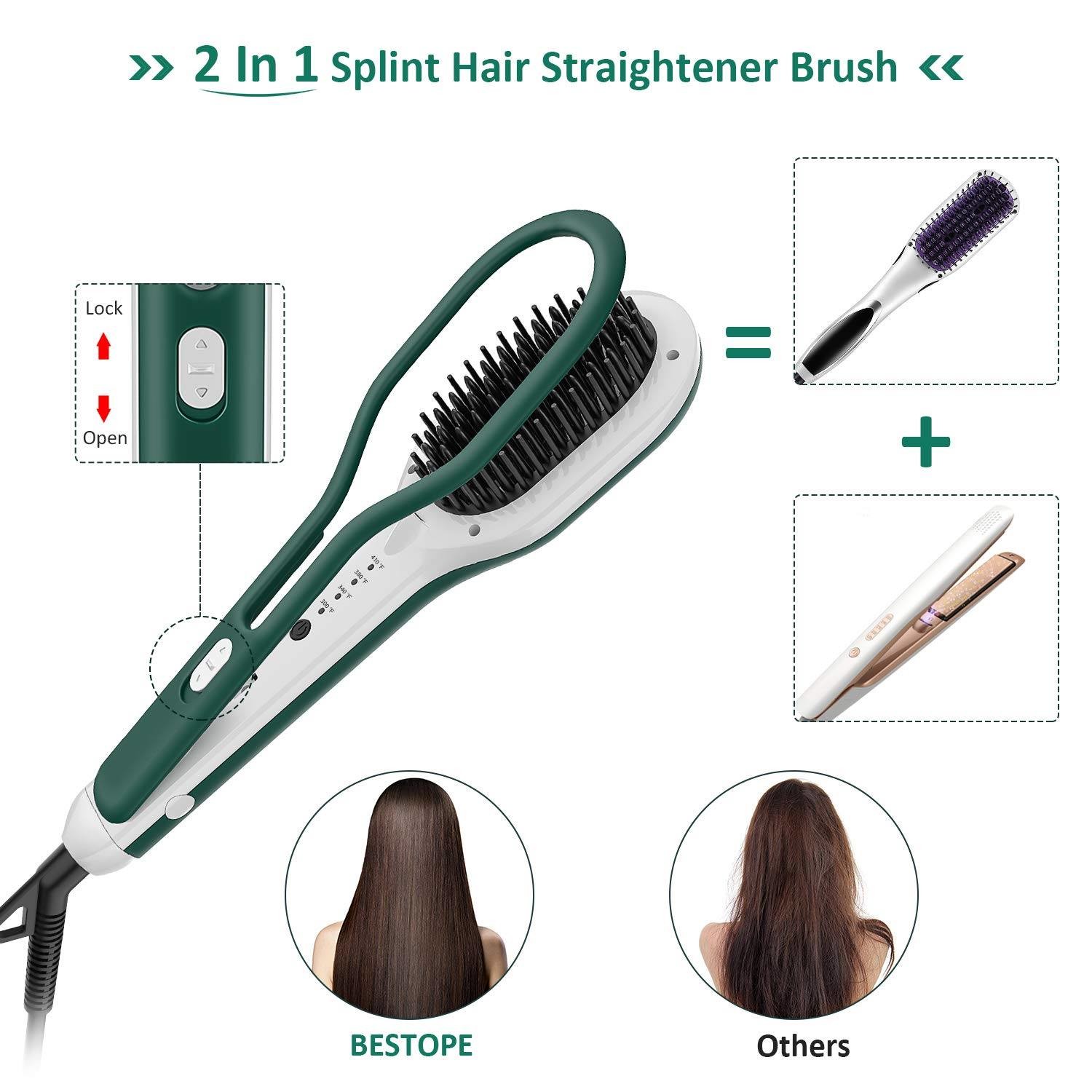 Mestar Hair Straightener Brush Comb , Ion Straightening Comb 2m Power Cord