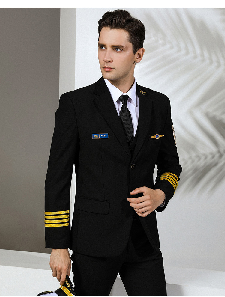 100% Cotton Custom Airline Pilot Uniform Captain Work Clothes Uniform Customer Logo