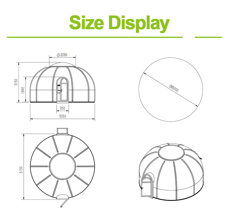 Custom Color Outdoor Bubble Tents Diameter 5m Waterproof Dome Tents