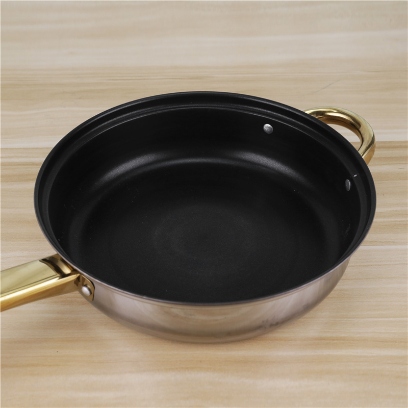High Quality Kitchen Cooking Pot Set 12 Pcs Stainless Steel Cookware Set With Golden Handle