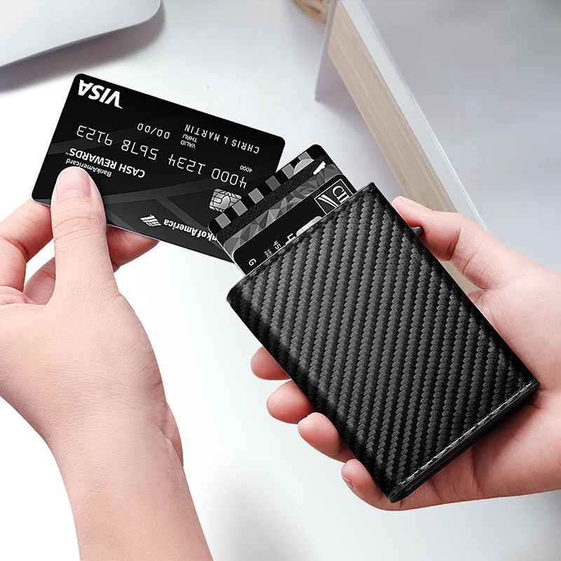 Animal Prints Mens RFID Aluminum Card Holder with Side Push Button and Pop Up Function