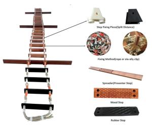 Quality Wood Manila Boat Rope Ladder , Customized Width Emergency Rope Ladder wholesale