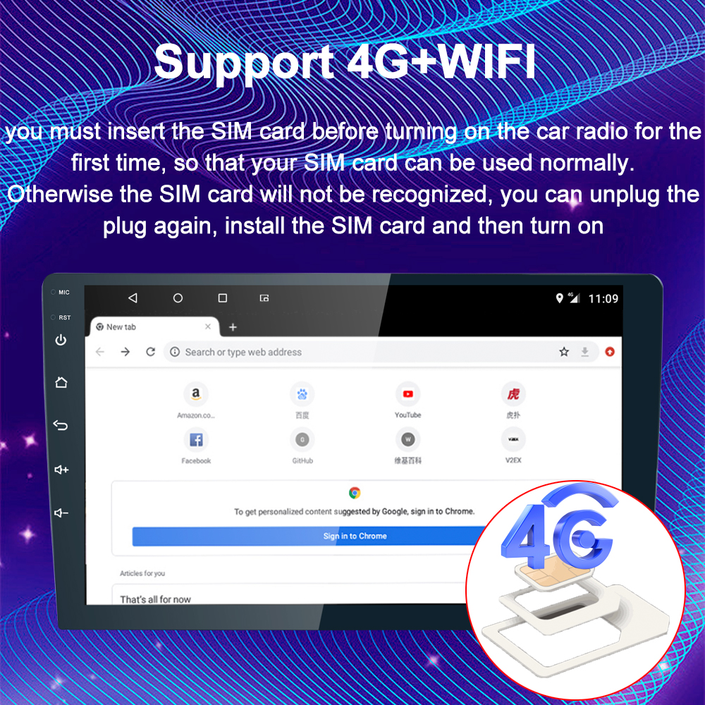 Universal 9/10 Inch Car Android Touch Screen GPS Stereo Radio Navigation System 4 64G