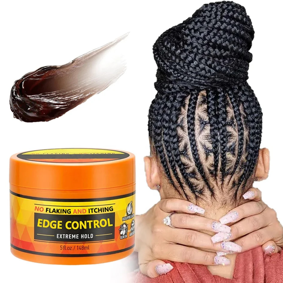 Custom Logo Braids Gel Private Label Black Edge Control Long Lasting Strong Hold Pomade For Tames Baby Hair