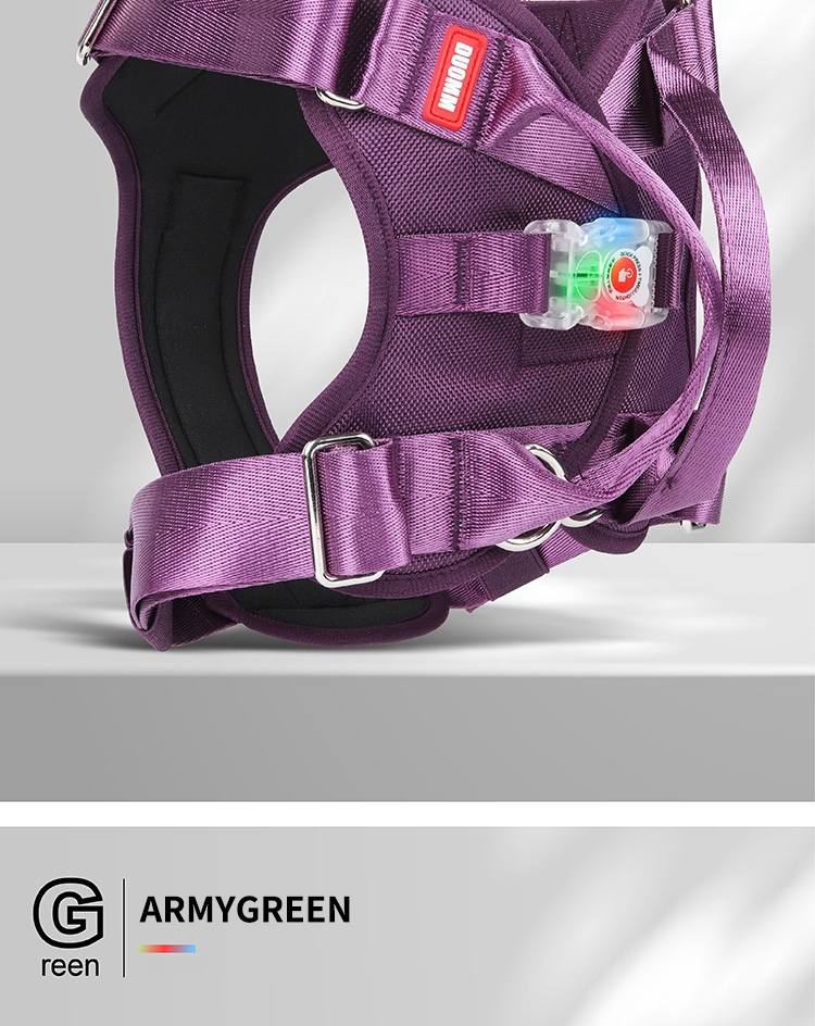 Dog Harness Vest Heavy Duty Padded Reflective USB Nylon Material Oxford Made LED Light