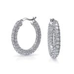 925 Sterling Silver Bridal Pave White CZ Hoop Earrings for Fashion-forward