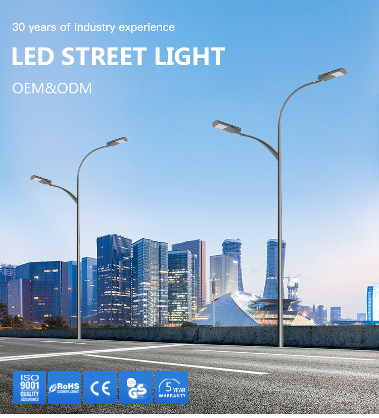 AC100-277V 50/60Hz IP66 Aluminum Shape Garden LED Street Light 100w-300w for Roadways