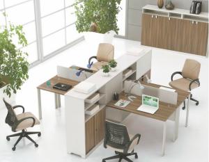 Quality modern 4 seats office staff workstation table furniture in warehouse wholesale