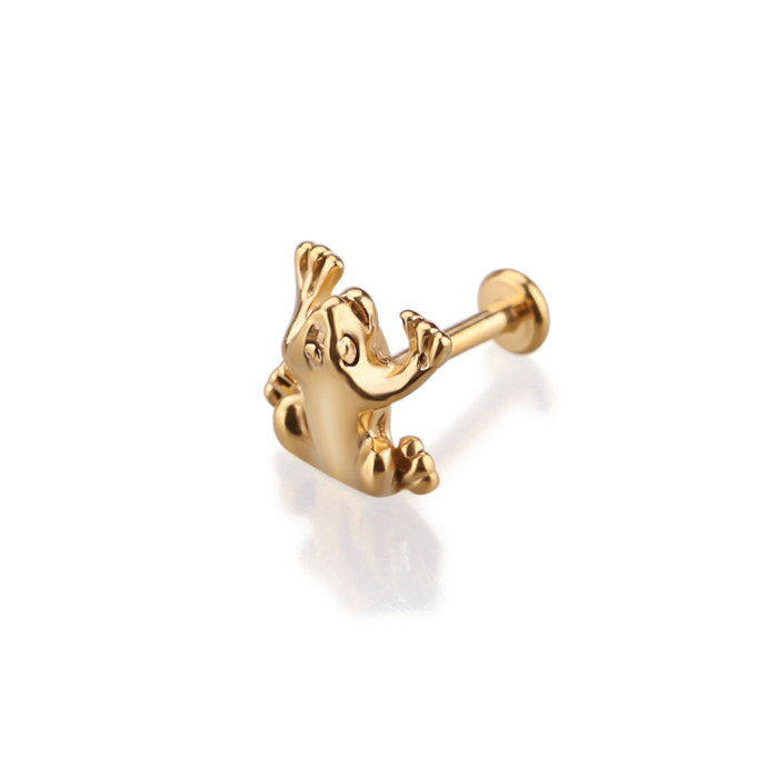Wholesale body piercing jewelry frog shape labret ring lip stud