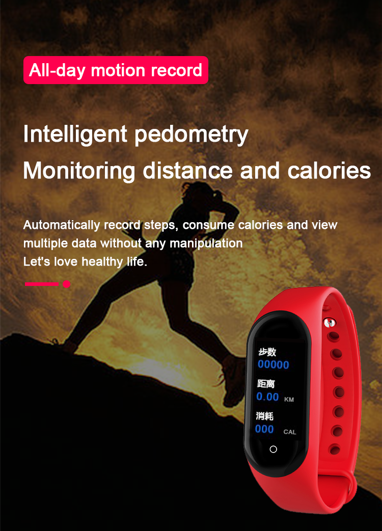 Pedometer Full Touch SmartWatch Calories Band Blood Pressure Bracelet 0.96inch