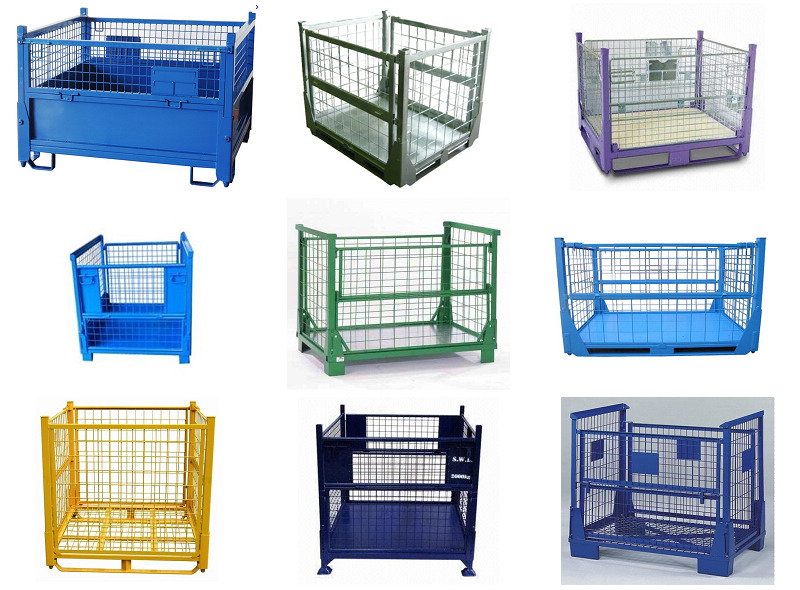 Industrial stackable warehouse storage containers/wire mesh containers