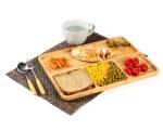4 Compartment Fast Food Bamboo Serving Trays / Divided Plates