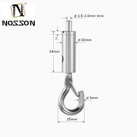 Metric Measurement System Zinc Finish Ceiling Hang Buckle with J-Iron Nickel-Plated Steel Wire and Thread Security Hook
