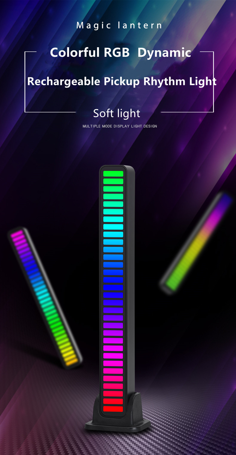 New Arrival Smart Music Pickup Rhythm Light Rechargeable RGB Sound-Activated Ambient lamp With APP control for Car Par
