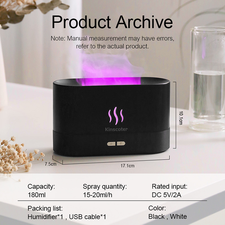 RGB light Color Change USB Flame Humidifier Led Essential Oil Fire Flame Smart Aroma Diffuser For Bedroom Home Office
