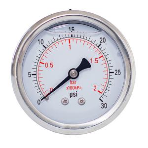 Quality 30 PSI Liquid Filled Pressure Gauges, 63mm Class Dial Plate Stainless Steel Case wholesale