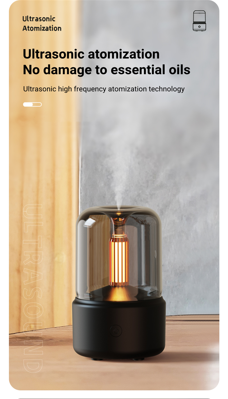 Home Office Use Candle Light Intelligent Humidifier 2022 Creative Gifts Simulation Candle Light Aroma Diffuser