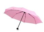 Metal Shaft Lady Pink 3 Foldable Umbrella Fiberglass Frame 21 Inch 8 Ribs