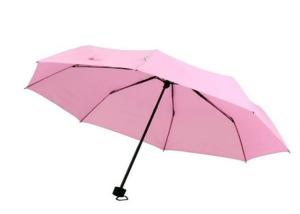 Quality Metal Shaft Lady Pink 3 Foldable Umbrella Fiberglass Frame 21 Inch 8 Ribs wholesale