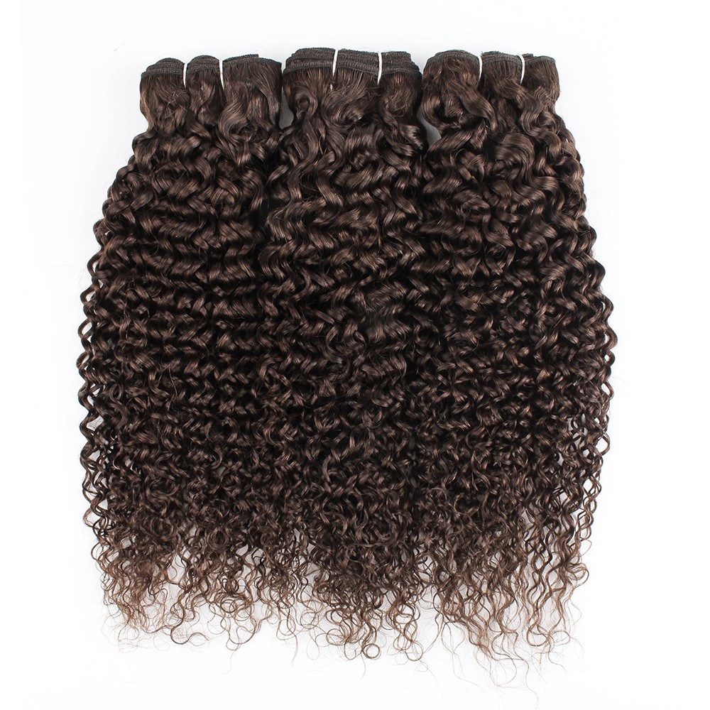 #2 Dark Brown Kinky Curly Remy Human Hair Bundles Sew In Weave Bundles Brazilian Bundle Deals
