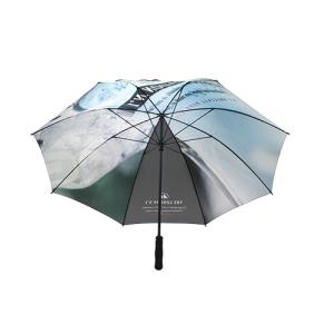 Quality 8mm Metal Shaft Straight Handle Auto Open Golf Umbrella With Digital Printing wholesale