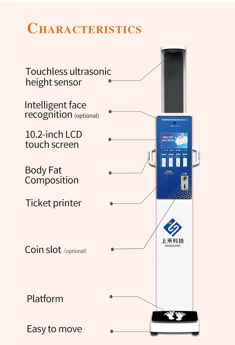 10.2 Inch Touch Screen Weight And Height Scale Body Composition Measurement