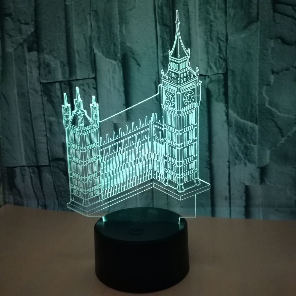 Building Big Ben 3D Night Lights Colorful custom picture Vision Gift Acrylic Table Lamps