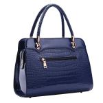 Navy Leather Shoulder Handbags , Waterproof PU Shoulder Tote Bags Zipper Closure