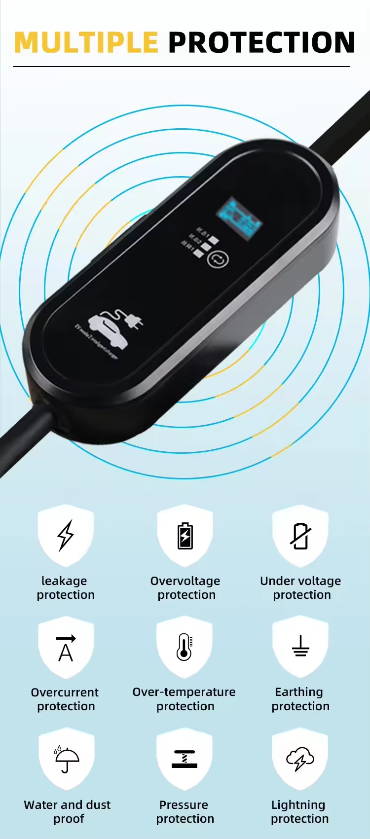 16Amp Rated Current Portable EV Charger for Gbt Electric Vehicles 3.5kw Cable Station Latest Technology