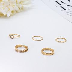 5pcs Titanium Wedding Ring Set Hug Adjustable Alloy Gold Moissanite Fashion
