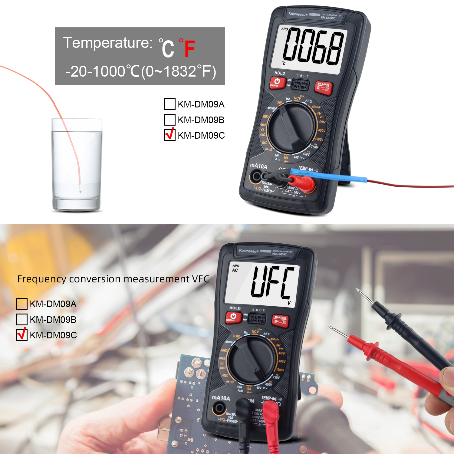 Digital Multimeter with NCV Diode Test and Continuity Buzzer Measuring Inductance Range