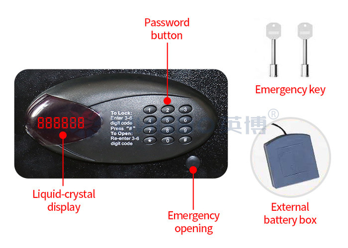 Dual Alarm Steel Security Hotel Safe Box H200 With Digital Keypad