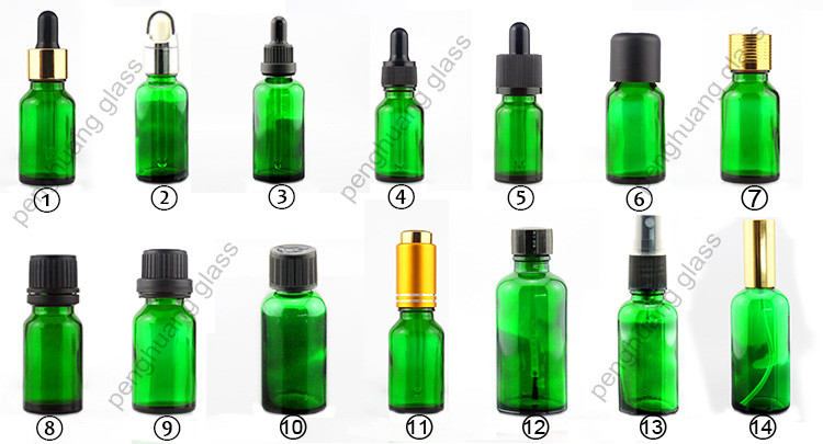 Manufacturers Hot Sale Green 50ml Bottles For Essential Oils With Glass Dropper