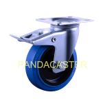 200Kg Industrial Cart Casters , Blue 5 Inch Swivel Caster Wheels With Dual Lock