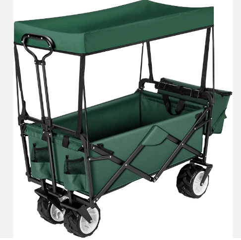 Removable Canopy Heavy Duty Collapsible Wagon Carts For Beach Shopping Picnic Camping Sports