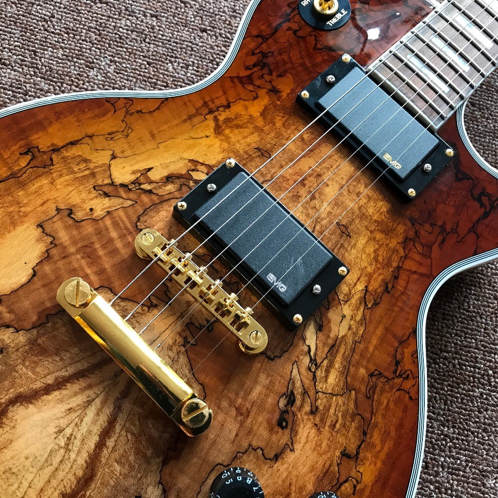 New custom Electric guitar Hot Selling Map transparent brown Custom Electric Guitar 6 Strings Guitars