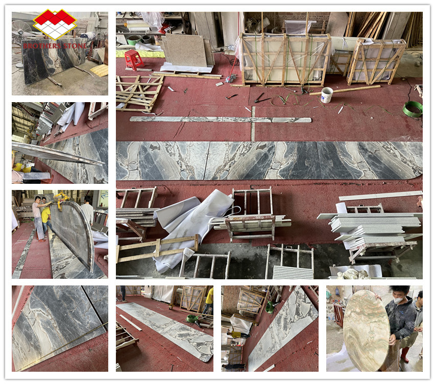 Customized Modern Grey Marble Pillar Covering Design Style for Hollow Column Cladding