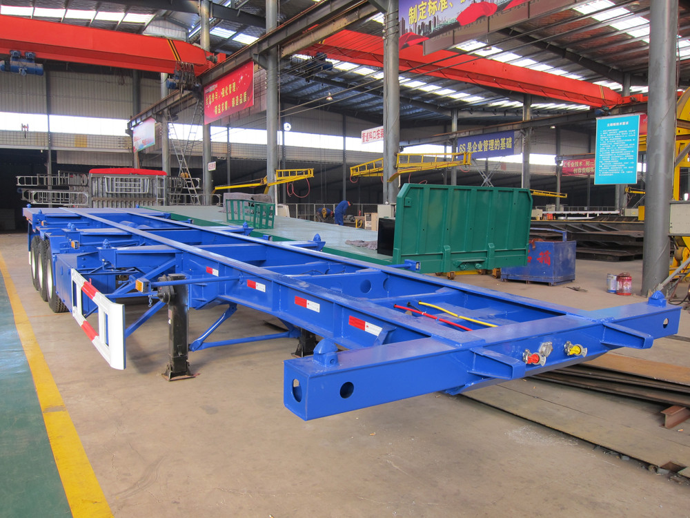 40ft Tri Axles Skeleton Gooseneck Frame Type Container Semi Trailer Chassis with Tires